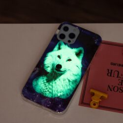 iPhone 15 Pro Leuchtende Glow Gummi Schutzhülle Wolf