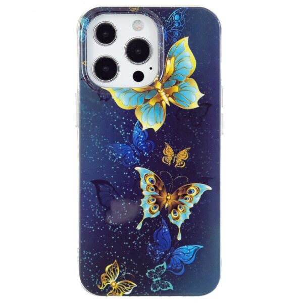 iPhone 15 Pro Max Leuchtende Glow Gummi Schutzhülle Butterfly