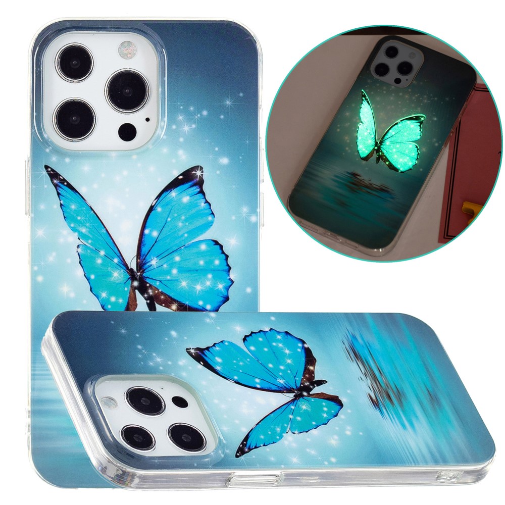 iPhone 15 Pro Max Leuchtende Glow Gummi Schutzhülle Schmetterling iPhone 15 Pro Max Leuchtende Glow Gummi Schutzhülle Schmetterling
