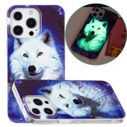 iPhone 15 Pro Max Leuchtende Glow Gummi Schutzhülle Wolf